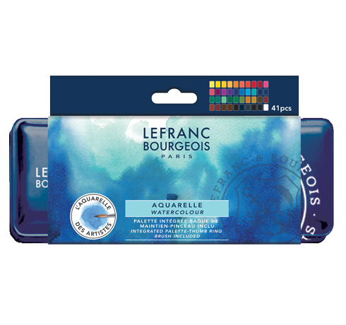 Fine Watercolour Set of 40 Half Pans Lefranc Bourgeois